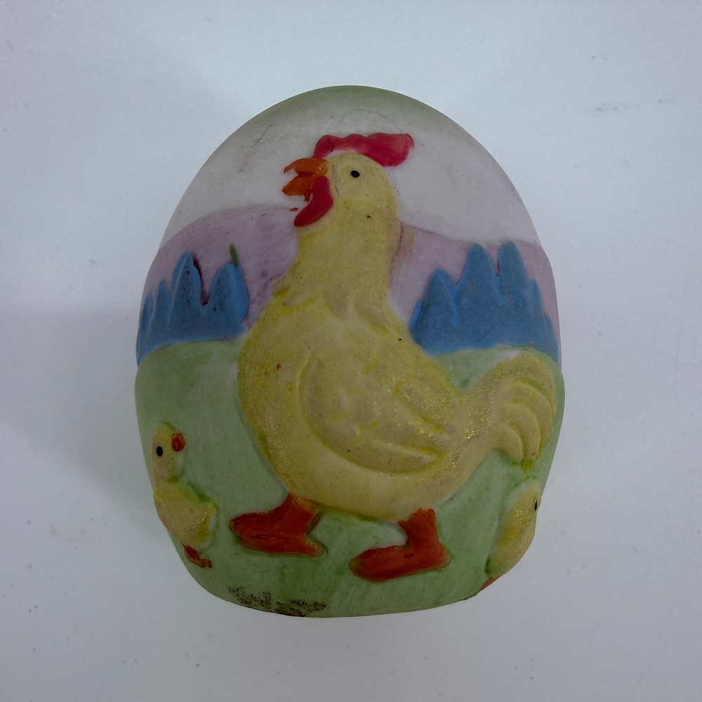 Vintage Easter Egg Size Chick Hen Figurine Freelance Inc Hand Painted Resin 2"